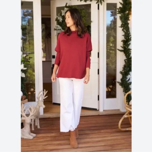 Frank & Eileen Effie Triple Fleece Funnel Neck Capelet Red L NWOT - Picture 2 of 9